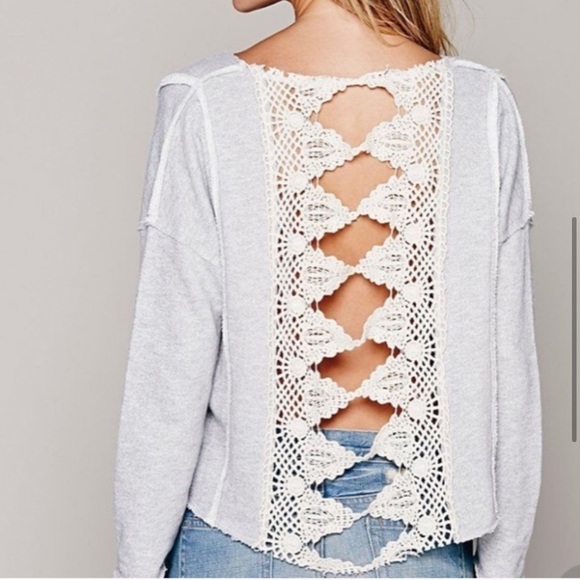 Free People Victoria Lace Crochet Back Pullover - Picture 3 of 11